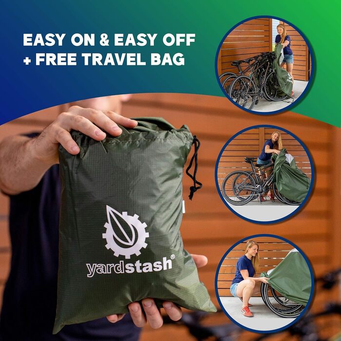 Чохол для велосипеда: міцний, стійкий до погодних умов захист для велосипедів та триколісних велосипедів, з UV-захистом та водонепроникними швами, включає сумку для перенесення (L-зелений)