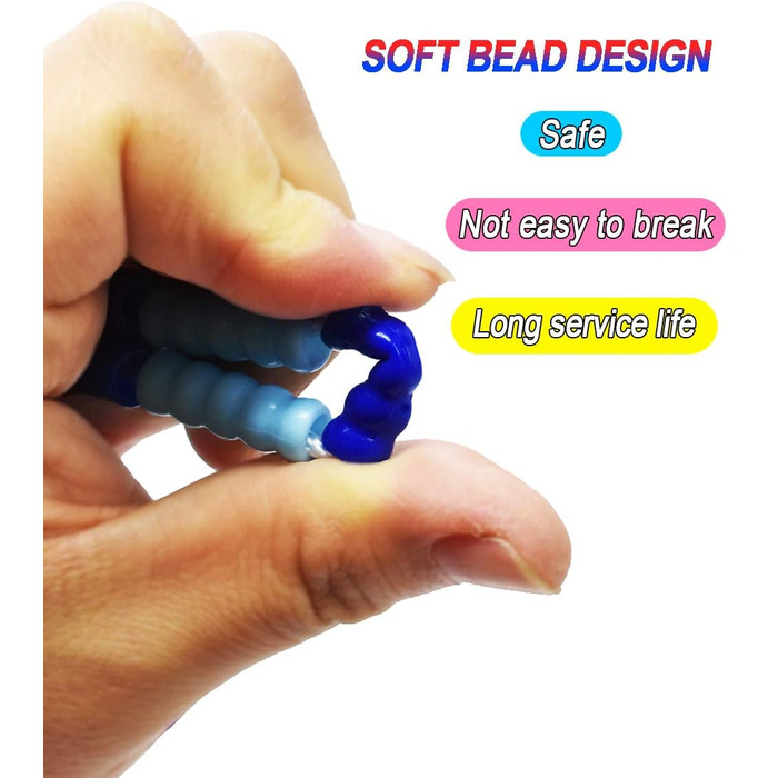 Дитяча скакалка з намистинами, м'яка, регульована, для фітнесу, тренувань та виховання, рожево-зелена (блакитно-рожева)