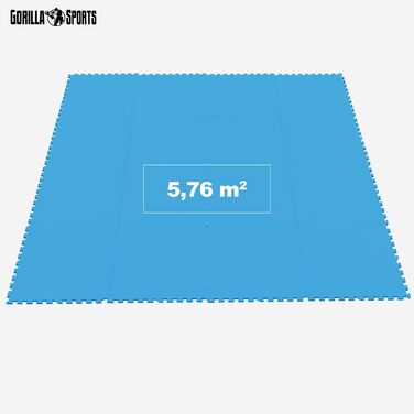 Набір захисних пазл-матів для підлоги GORILLA SPORTS, EVA піна, 60x60x1.2 см, 16 шт (5.76 м²), протиковзні килимки для фітнесу та тренувань, синій