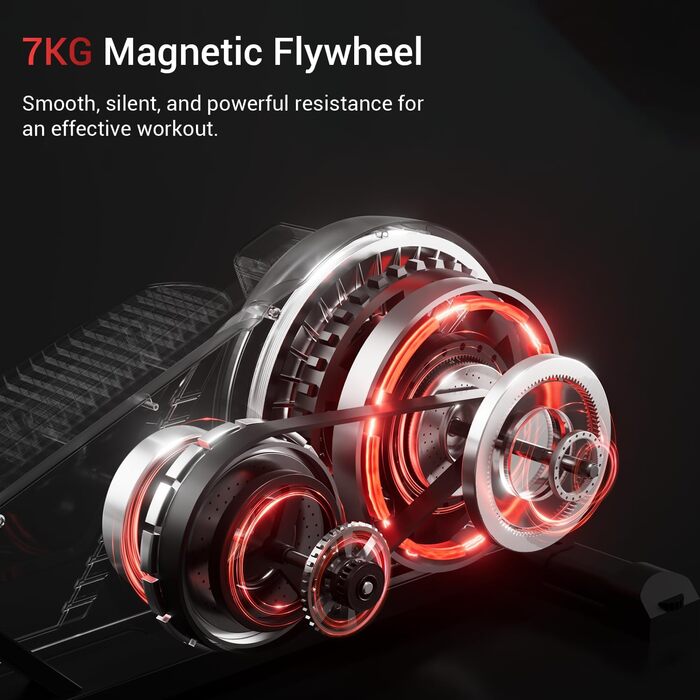 UMAY Еліптичний тренажер для дому з 16 рівнями опору, тихий магнітний еліпс, довжина кроку 40 см, датчики пульсу, LCD-дисплей, максимальне навантаження 159 кг (ET70)