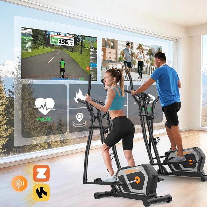 Еліптичний тренажер Crosstrainer 3-в-1 з LCD-монітором та регулюванням навантаження до 287 кг (Оранжевий + Чорний)