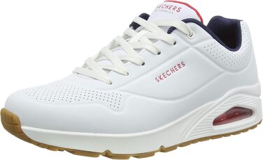 Кросівки Skechers Uno Stand On Air для чоловіків, білі, Durabuck, темно-синій, червона окантовка, 39 EU