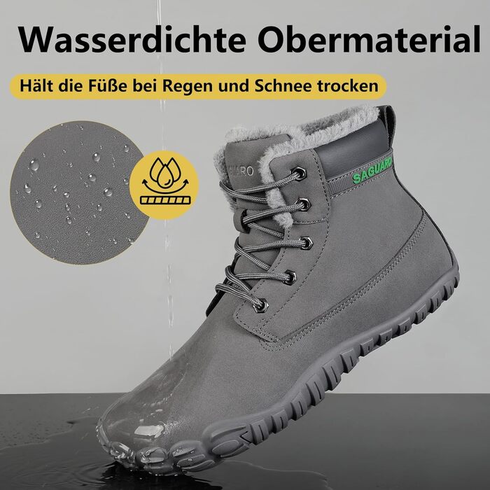 Чоловічі зимові шкарпетки-мокасини Saguaro з водовідштовхувальним покриттям, теплим підкладкою та широкою передньою частиною, розмір 36-48 (44 EU, сірий)