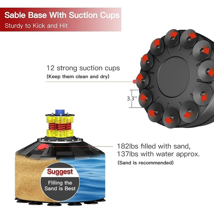 Дріпекс Боксерський мішок на підставці, самостійний, для дорослих, чорний. Ідеально для MMA, боксу та тренувань. Міцний, з сорбентом.