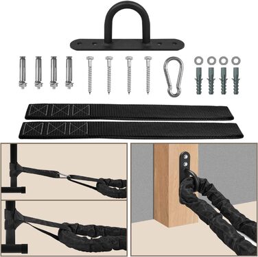 Бійковий канат Yes4All 15м, діаметр 50мм, з захисним покриттям та анкерним кріпленням для тренувань