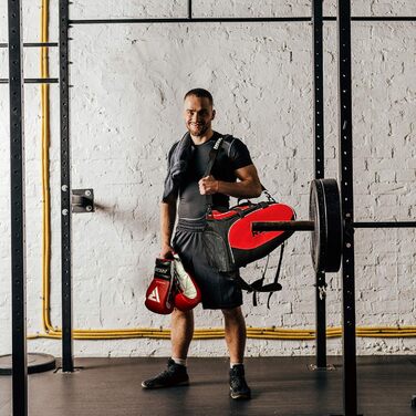 Спортивна сумка RDX з відділенням для взуття, рюкзак для залу, боксу та трекінгу, унісекс, червоний/чорний