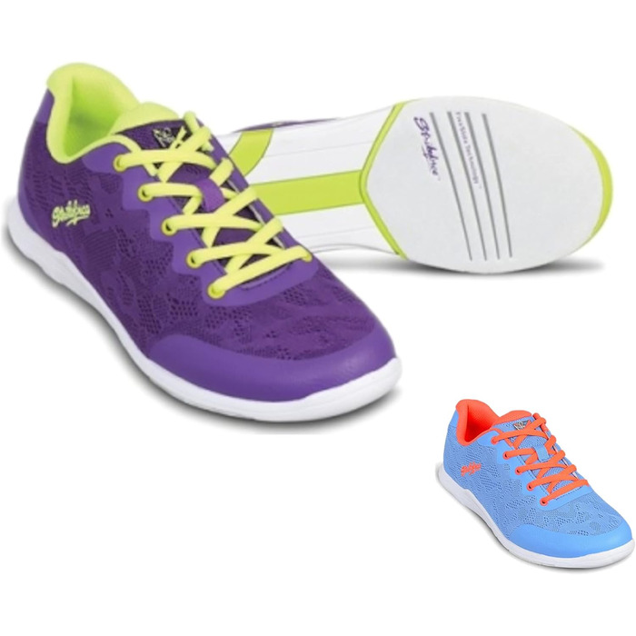 Кросівки для боулінгу KR Strikeforce з шнурівкою, спортивні, з двосторонньою підошвою, кольорові (36 EU, фіолетовий/жовтий)