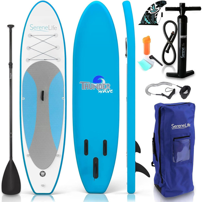 Надувна SUP-дошка SereneLife з аксесуарами для дітей і дорослих, антиковзка поверхня, насос, весло, рюкзак для перенесення, комплект для серфінгу