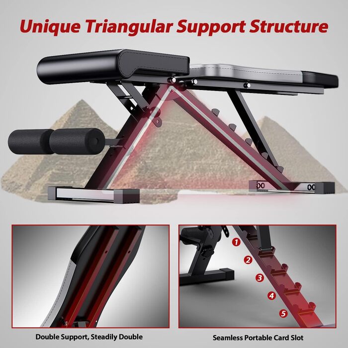 Регульована складна лава для вправ WINNOW — універсальна фітнес-лава для тренувань вдома та в залі, для жиму та вправ на все тіло