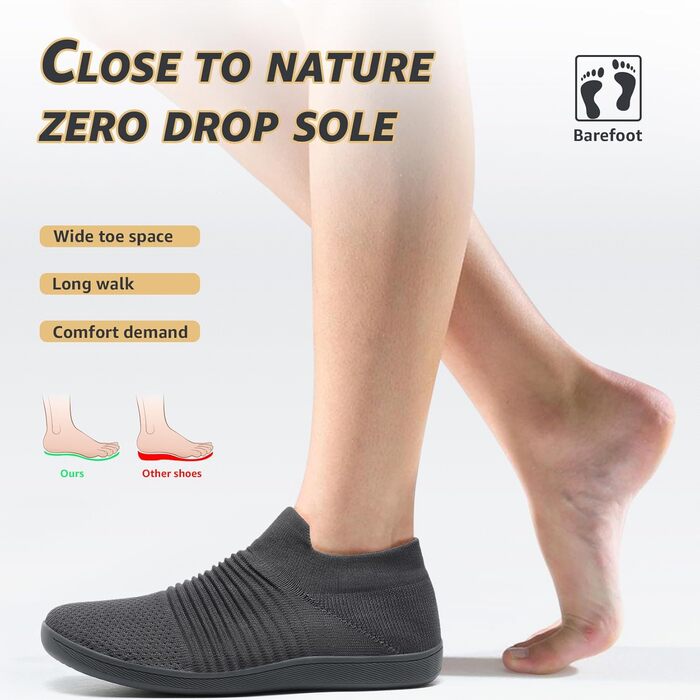 ELAPHURUS Легкі дихаючі кросівки для ходьби без шнурів (унісекс), зелені (45 EU, сірий)