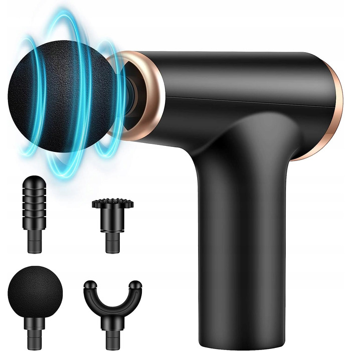 Перкусійний масажер для тіла Massage Gun: потужний вібраційний пістолет, 4 насадки, 9 режимів