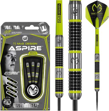 Дротики WINMAU Michael Van Gerwen MvG Aspire 23 г, вольфрамові, сталевий наконечник, з призмовими крилами та нейлоновими стрижнями