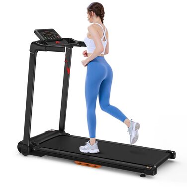 Бігова доріжка для дому Klappbares Laufband з нахилом 8%, швидкість до 14 км/год, потужність 3.0 л.с., LED-дисплей, Bluetooth, до 120 кг (Чорна, 124x64x107 см)