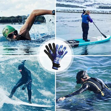 Рукавички для плавання та дайвінгу з неопрену Goosehi, 3 мм, для чоловіків та жінок, з посиленими гумовими вставками, гнучкі терморукавички для дайвінгу, снорклінгу, серфінгу, каякінгу (Морська синя, L)