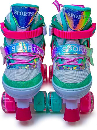 Дитячі ролики-хвіст русалки Scale Sports для дівчаток, регульовані, з підсвічуванням, розмір L (2.5-5 UK), м'ятно-рожеві