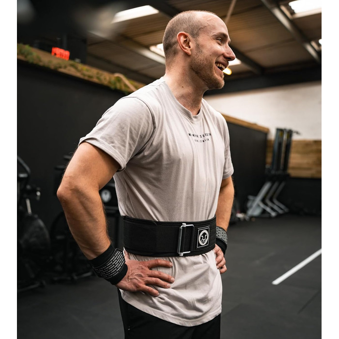 Пояс для пауерліфтингу Mammal Strength 10,2 см, автоматична застібка, зручна підтримка спини, для важкої атлетики, кроссфіту, станова тяга і присідань, чорний, розмір L (талія 91-102 см)