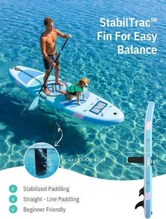 Надувний SUP дошка Niphean для SUP-серфінгу та йоги, 305 см, для початківців, з фіном StabilTrac