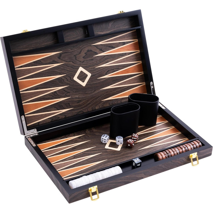 Набір для гри в шашки Engelhart Luxus 250547 з горіховим шпону, лакований (15 дюймів, ебенволовий коричневий)