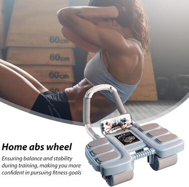 Колесо для пресу Ab Roller Wheel, тренажер для пресу з 4 колесами, для розвитку м'язів кора та сили пресу, автоматичний відскок, підходить для початківців та професіоналів (блакитний)