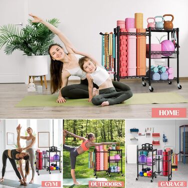 Стійка для гантелей та обладнання для фітнесу - 3 яруси, міцна сталева конструкція, 91.5 x 30 x 82.5 см, до 120 кг