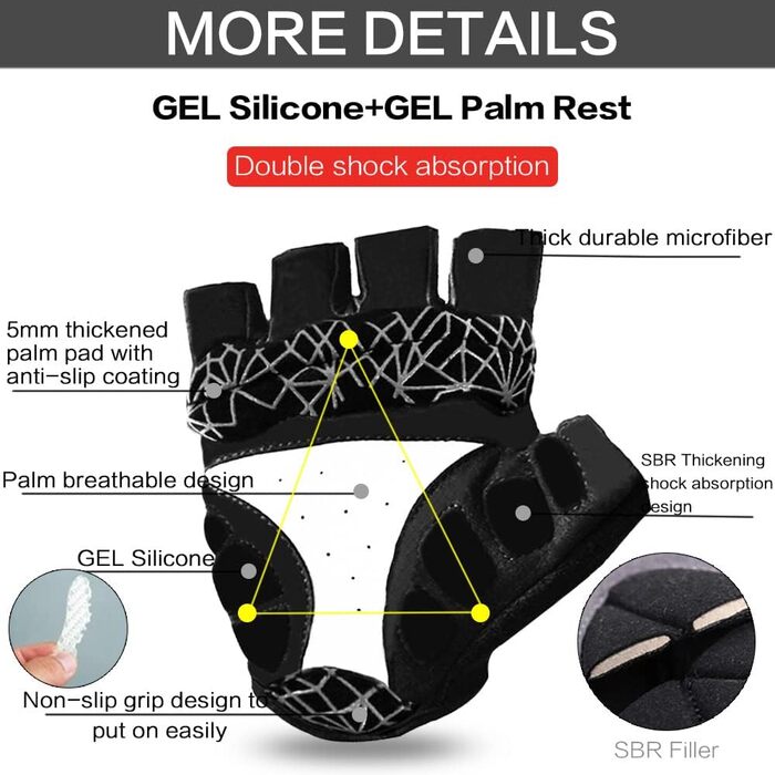 FINGER TEN велосипедні рукавички для чоловіків, рукавички для велоспорту MTB, рукавички для гірського велосипеда, рукавички для катання на велосипеді, походів, Downhill, чорного кольору (XXL, напівпальцеві)