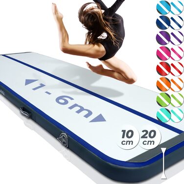 Airtrack VENDOMNIA надувний мат для гімнастики 10/20 см (1-8 м) з електронасосом та сумкою, мат для акробатики, фітнесу, йоги