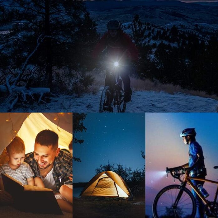 Набір переднього та заднього велоліхтаря, USB-зарядка, сертифікат StVZO, 2 режими освітлення, водонепроникність IPX4, для дітей та дорослих, чорний