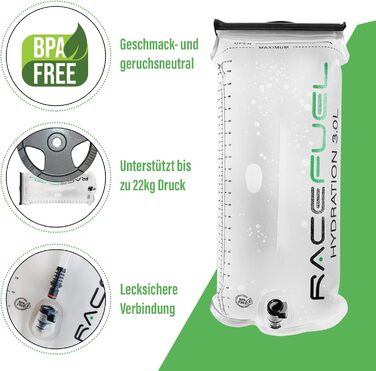 Питна система RaceFuel 1,5 л з трубкою для спорту і туризму, легка гідраторна ємність BPA Free для рюкзака, тримісний резервуар для води