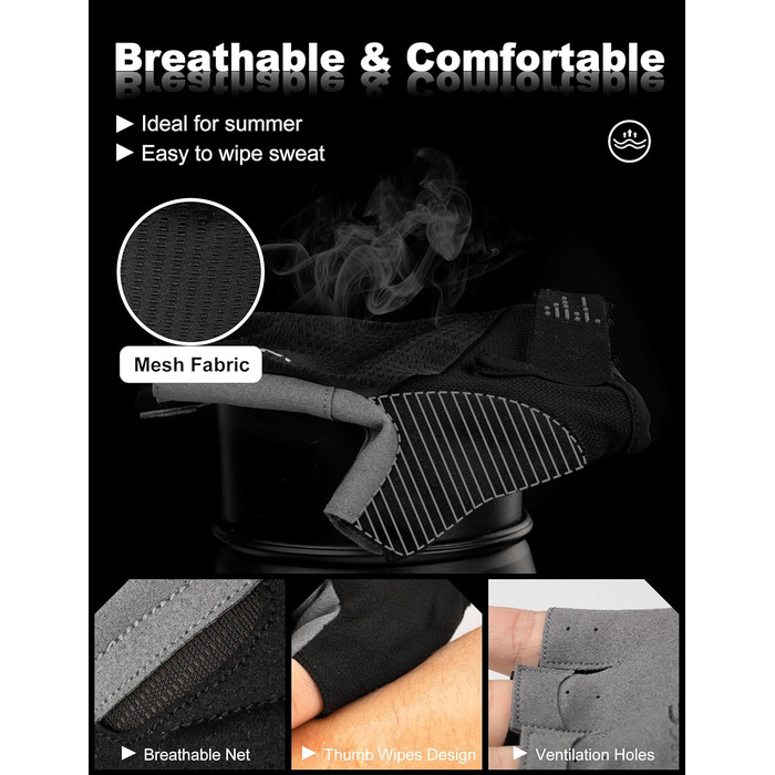 Велосипедні рукавички Inbike для чоловіків, літні, напівпальцеві, чорні, розмір L