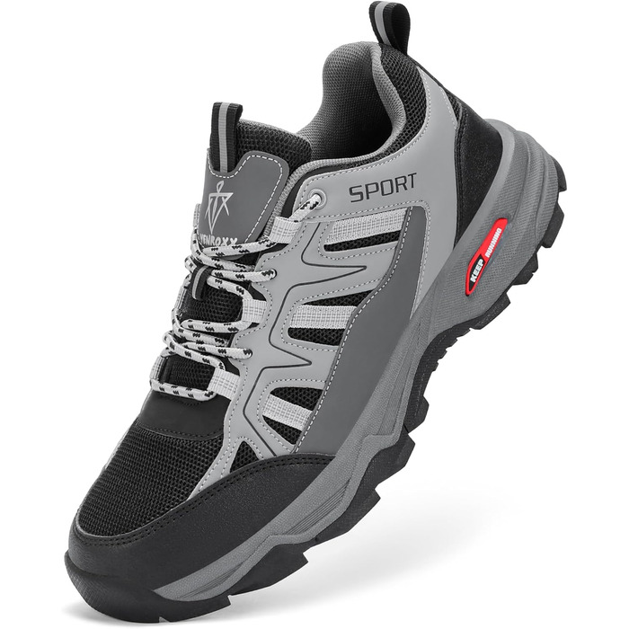 Черевики для туризму чоловічі, дихаючі, трекінгові, легкі та з антиковзким покриттям, для трейлраннінгу та активного відпочинку на природі, сірі, 43 EU