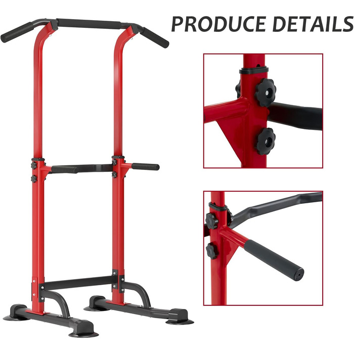 Power Tower Sogesfurniture: турнік, турнічок, штанга для дому, регульована висота 165-210 см, чорний/червоний