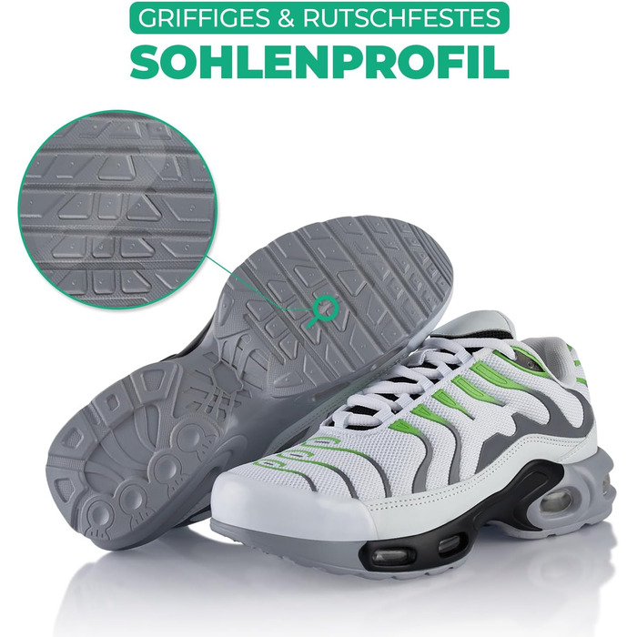 Спортивні кросівки для жінок та чоловіків з амортизацією, легкі бігові кросівки (45 EU, білий, сірий, зелений)