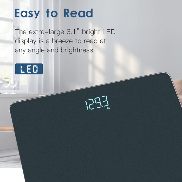Електронні ваги для тіла Homebuds, висока точність, LED-дисплей, блакитний колір, до 182 кг
