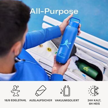 Термос пляшка waterdrop MICRODRINK x Novak Djokovic 600 мл, ізольована сталева пляшка для напоїв, 24 год холоду, 12 год тепла, герметична та ударостійка