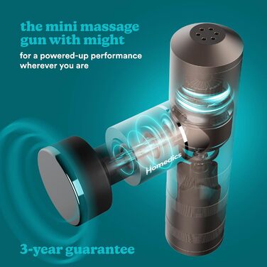 Електричний масажний пістолет Homedics MYTI Mini з функцією нагріву, 5 насадок, 4 режими вібрації, для розслаблення м'язів, компактний, рожево-мідний