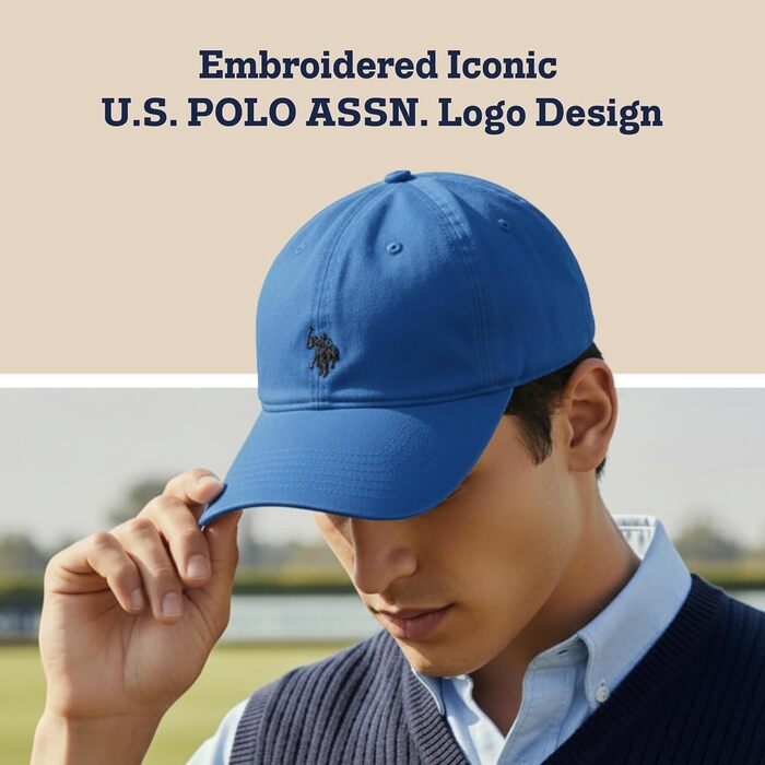 Бейсболка U.S. Polo Assn. з логотипом Pony, 100% бавовна, регульована, темно-синя (Königsblau), один розмір