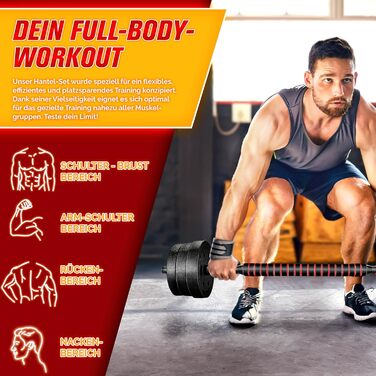 Набір гантелей 2 в 1 Hanteln Set 15-30 кг: регульовані гантелі, штанга та гантелі зі з'єднанням