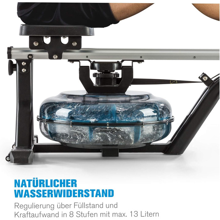 Capital Sports Rowshaper: Тренажер для веслування з водним опором, складаний, до 150 кг, сірий