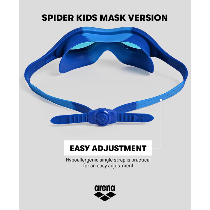 Дитяча маска для плавання arena Spider Kids – антифог, великі лінзи, середньотемні, UV-захист, саморегульований перенісся