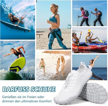 Чоловічі та жіночі босі кросівки для літа Barfuss Schuhe C1 білі 40 EU. Швидка сушка, широка передня частина, підошва Zero-Drop. Ідеальні для трейлу, фітнесу та басейну.