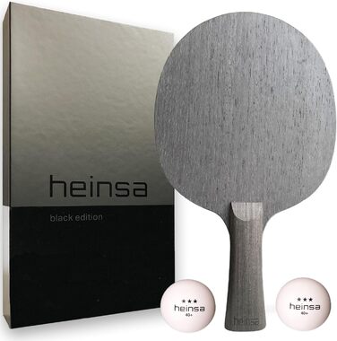 Професійна карбонова основа для настільного тенісу Heinsa Black Edition з горіха, у преміум-упаковці з 2 м’ячами
