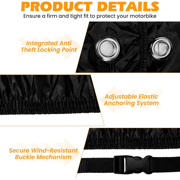 Водонепроникна мотоциклетна накривка Zorplex для захисту від пилу та сонця, 210D Oxford, до 245x105x125 см