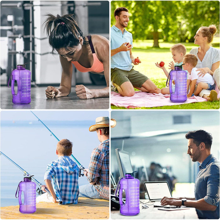 Велика пляшка для води TITIROBA 3,78 л з трубочкою, BPA-free, для спорту, фітнесу, школи