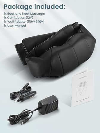 Масажер для шиї Careboda з підігрівом, 3 швидкості, електричний Shiatsu масажер для зняття болю в шиї та плечей. Ідеальний подарунок для водіїв та офісних працівників, чорний