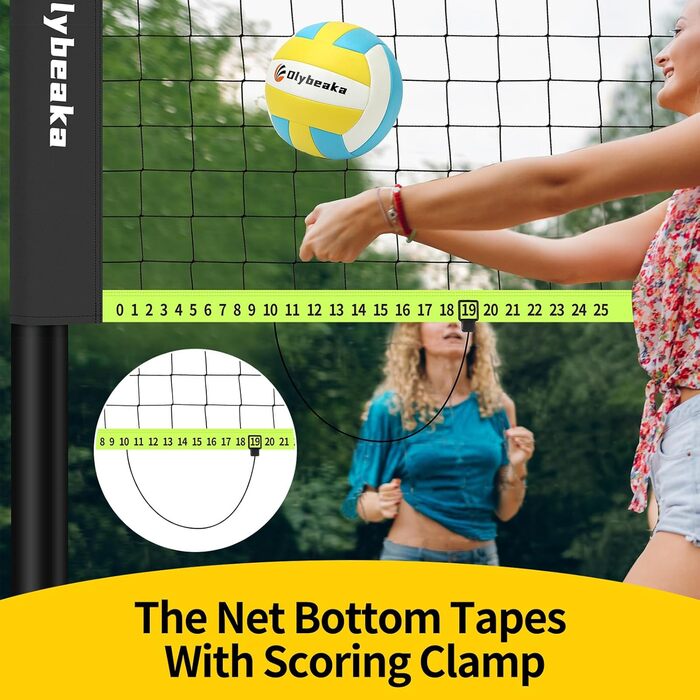 Набір для волейболу на відкритому повітрі: портативна сітка, м'яч PU, насос, сумка та міцна сітка, що не провисає (32 фути)