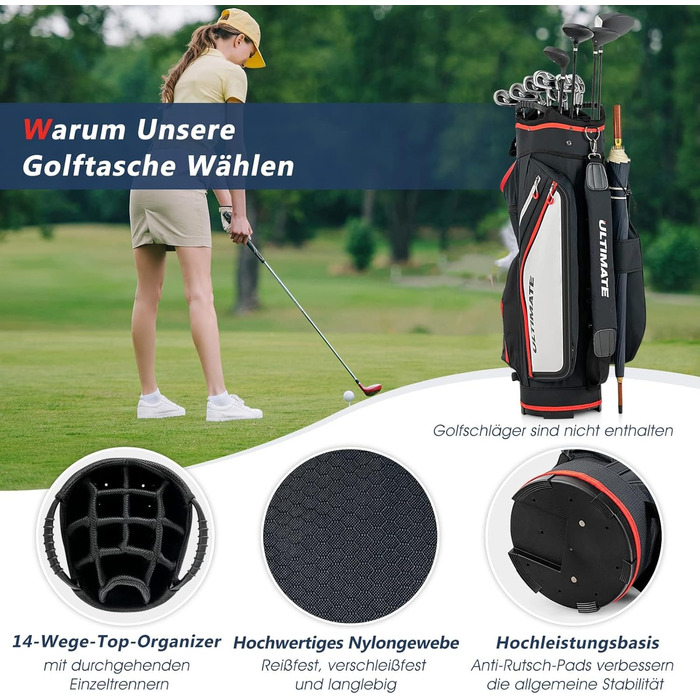 Сумка для гольфу FANTASK 14 відділень, чорна, 10.5'