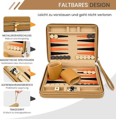 Набір для гри в нарди Lohofrnny для подорожей, портативний, класичний, магнітний, для дорослих та дітей (бежевий)