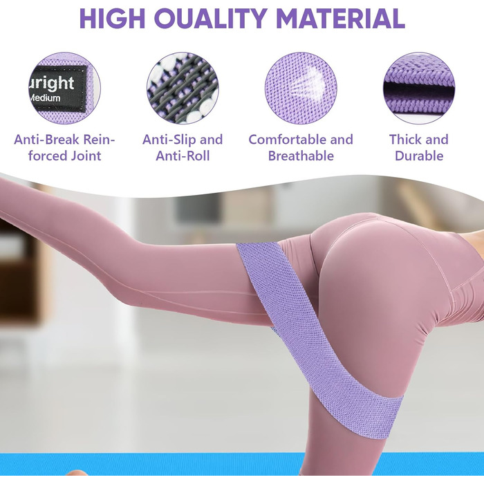 Стрічки для фітнесу Widerstandsbänder [3 шт.] для сідниць та стегон, антиковзкі фітнес-гумки для жінок/чоловіків, силові тренування, йога, пілатес, фітнес (світло-фіолетовий, фіолетовий, темно-фіолетовий)