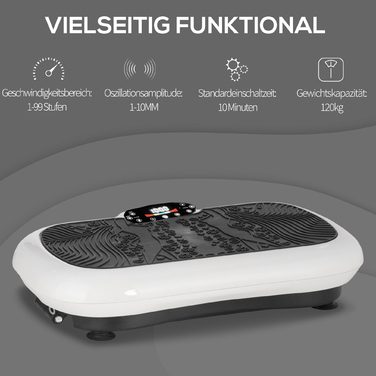 Тренажер HOMCOM Vibration Plate з 2 фітнес-гумками, 99 рівнями вібрації до 120 кг, для ефективного тренування всього тіла 200 Вт