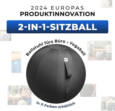 Ергономічний фітнес-стілець Sitzball для офісу та дому, 75 см, чорний